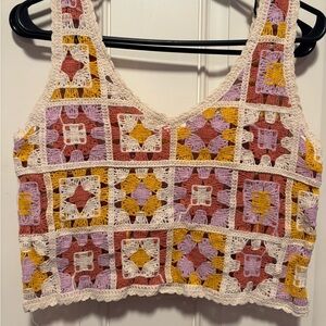 Rebellion Pink and White Crop Tank Top